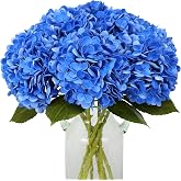JUSTOYOU Artificial Hydrangea Set of 3 Artificial Hydrangea Flowers Realistic Long Stem Single 19.6 Inch Large Real Touch Art