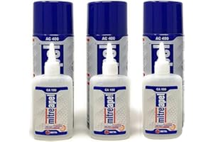 MITREAPEL Colle Super Ca (3x100 gr) Avec Activateur D'Adhésif En Aérosol (3x400 ml) - Colle Cyanoacrylate Pour L'Artisanat Et La Construction