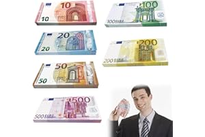 YEAPEAK banconote in euro, 120 fogli - 10€, 20€, 50€, 100€, 200€, 500€, banconote in euro e monete, Prop Money, soldi per bambini, soldi di gioco, euro denaro per il conteggio e la conoscenza della valuta