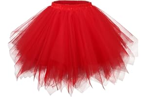 Girstunm Damen Tutu Tüllrock 50er Vintage Tüllrock Petticoat Mehrfarbig Bubble Tanzkleid Rock Unterrock Tütü Kurz Ballett