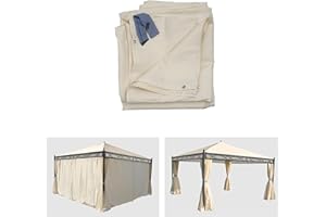 MENDLER Set 4x tende per gazebo pergola baldacchino Cadice 4x4m poliestere avorio