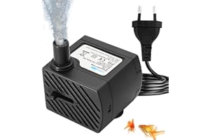 TMRBBESTY Mini Pompa Acqua,Pompa ad Acqua Sommergibile,Pompa per Acquario,Con cavo di alimentazione da 1,4 m,Usato per acquari,Vasche per pesci,Fontane,Statue,Giardini,180L/H,3W,Nero