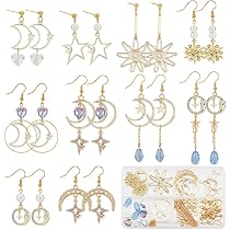 WEWAYSMILE 118pcs Star & Sun Earring Making Kit - DIY Bohemian Charm Jewelry Starter Supplies