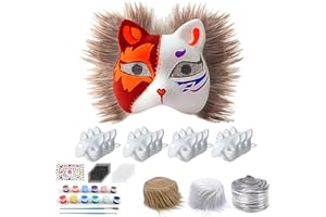 KEKECHAORAN Maski dla kota do malowania, 12 sztuk, "zrób to sam", surowe, zestaw masek teryjnych, na Halloween, karnawał, imprezę, cosplay