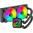 Ant Esports ICE Infinite 240 ARGB 240mm ARGB Liquid Cooler/AIO with Infinity Mirror- Black | Support Intel & AMD CPU Socket AM5, AM4, AM3, LGA1700, 1200, 2066, 1151