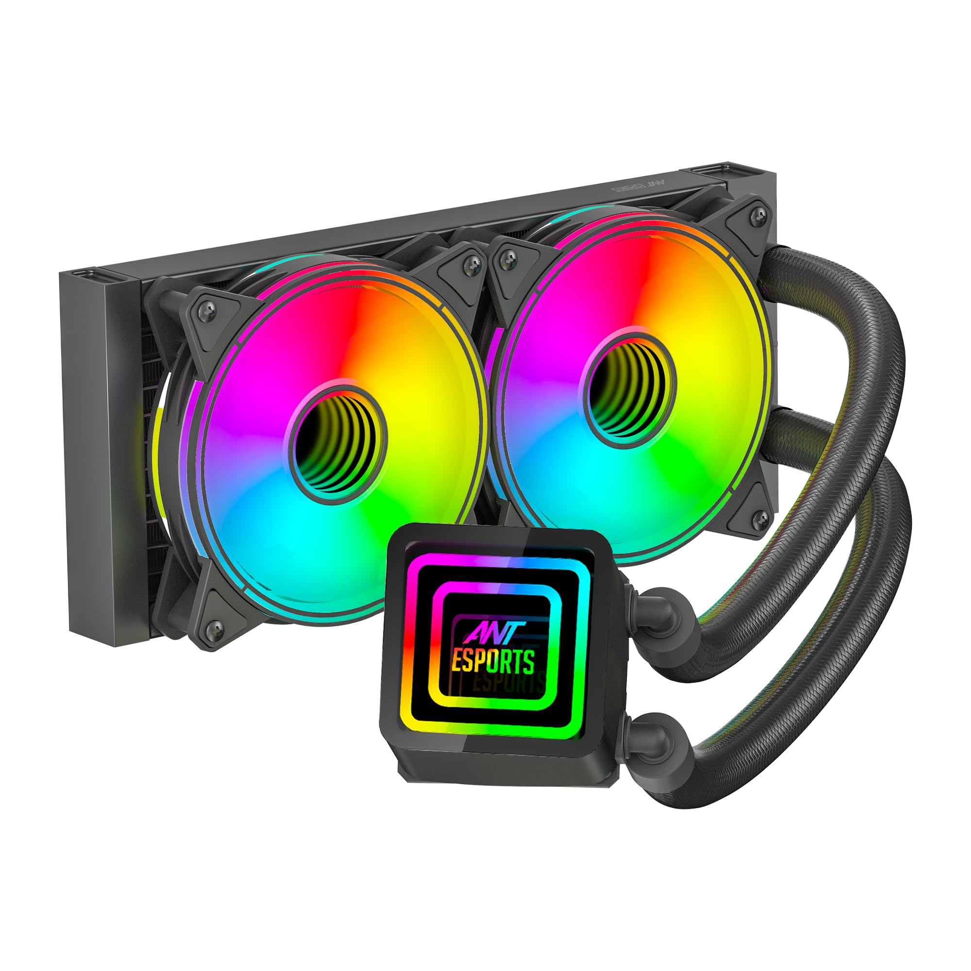 Ant Esports ICE Infinite 240 ARGB 240mm ARGB Liquid Cooler/AIO with Infinity Mirror- Black | Support Intel & AMD CPU Socket AM5, AM4, AM3, LGA1700, 1200, 2066, 1151