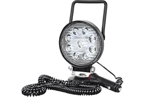 PICAA 1tlg 4 Zoll LED Arbeitsscheinwerfer mit Magnetfuß, Rund 42W Led Spotlicht Lightbar Auto Offroad 4x4 LKW Traktor 12V 24V Zusatzscheinwerfer