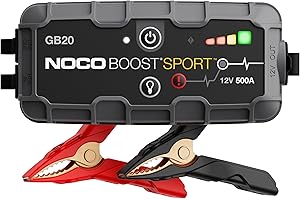 NOCO Boost GB20: Booster Batterie UltraSafe 500A – Démarreur Lithium 12V Portable avec Powerbank et Chargeur USB – pour Moteurs Essence 4,0L
