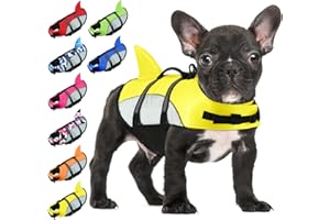 ALAGIRLS Schwimmweste Kleiner Hund Ripstop & Reflektierende, Größenverstellbar mit Starkem Auftrieb und Rettungsgriff zum Schwimmen, Bootfahren und Kanufahren ALADLJ001 Yellow XS