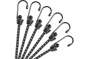 RIO DIRECT 6 PCS Elastic Bungee Cords with Hooks - Mini Bungee Ropes Lashing Straps for Bike Tents Camping Luggage DIY Storage Multi-Purpose - 12inch/30cm…