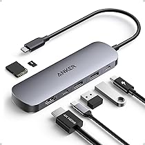 MacBook Air + Multiportアダプタ USB-C Hub Multiport Adapter for MacBook Air/Pro - 6 in 1