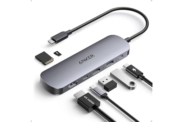 Anker USB C Hub, 7-in-1 Multi-Port USB Adapter for Laptops, 4K@60Hz USB C to HDMI Splitter, 85W Max Power Delivery, 3xUSBA & C 3.0 Data Ports, SD/TF Card, for Type C Devices (Charger Not Included)