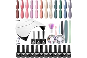 VANREESA Kit Ongle Gel U V Complet, Set de 12 couleurs de vernis à ongles semi-permanent avec lampe à ongles 36W U V LED et Décoration et outils pour les ongles Cadeau pour les femmes