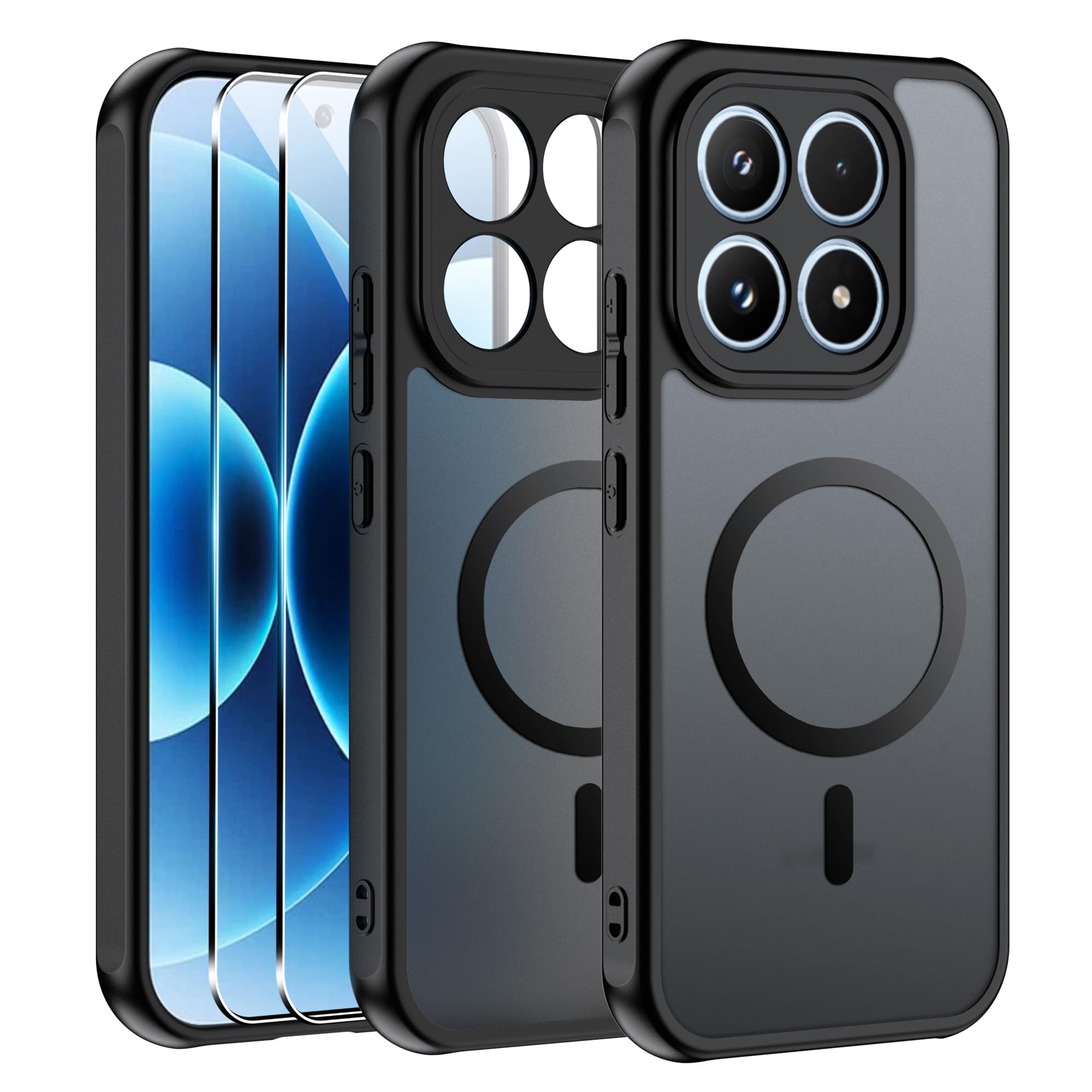 Effcotuo Funda Magnética para Xiaomi Mi 17 5G Case con MagSafe con 1 Piezas Protector de Pantalla Cristal Templado, Acrílico Carcasa Respaldo Translúcida Mate Antigolpes Cover