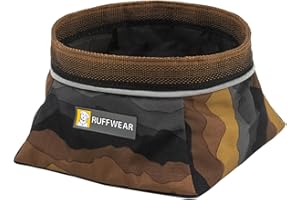 RUFFWEAR Quencher Packable Dog Bowl, Collapsible Dog Food Bowl & Dog Water Bowl, Non Slip Travel Dog Bowl, Lightweight & Foldable, Compact Pet Food Bowl, Medium Size, Moonlight Mountains
