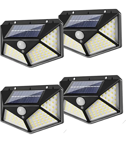 GRIFEMA Lampe Solaire Extérieur avec Détecteur de Mouvement, Spot Solaire Extérieur LED pour Jardin, 100 LEDs, 3 Modes, Angle 270°, IP65, Batterie 800mAh, GDK203