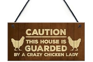 RED OCEAN Placa divertida de gallina para puerta de jardín, regalo de señora loca