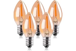 Genixgreen C7 LED Bulb, 0.5W Bulbs, Amber Glow 4W Incandescent Replacements Decorative Edison E14 Chandelier Base Led Filamen