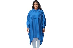 AXESQUIN Regenponcho Damen Wasserdicht Atmungsaktiv mit Reflektoren Regencape mit Kapuze Fahrradponcho für Weiblich Regen Poncho Geeignet für Fahrrad Wandern Camping