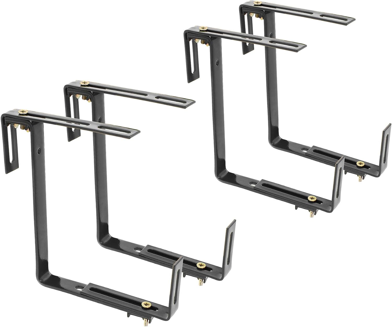 com-four® 4x Soporte de Maceteros para Parapetos y Barandas de Balcón - Soporte de Jardineras Universalmente Adecuado y Ajustable - Sin Perforar (04 piezas - antracita)