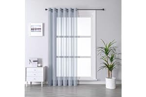 MRTREES Cortina para Ventana Dormitorio Translúcidas Visillos Paneles para Ventanas Sala para Niños Sala Comedor 1 Pieza 228×228cm Gris