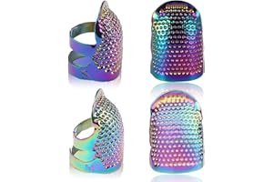 FAVSON 4 Pcs Sewing Thimble, Different Models Metal Finger Protector, Adjustable Finger Shield Ring Durable and Sturdy for Knitting Accessories Quilting DIY Craft Tools