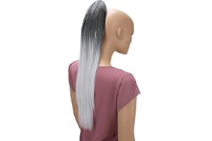 CAISHA by PRETTYSHOP 60cm Coda Capelli Stella Con Pinza Capelli Lungo Capelli Extensions Finta Per Donna Liscio Mix Di Grigio H630