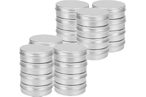 JOIKIT 24 st 100 ml aluminiumburkar med lock, 90 g silver aluminiumburkar, runda tomma aluminiumbehållare med skruvlock för läppbalsam, kräm, miniljus