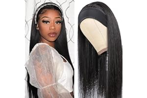 YLEGANT Dritti Parrucca Capelli Umani Straight Headband Wigs for Black Women Brazilian Virgin Human Hair Wig Parrucca Donna Capelli Veri Ricci 150 Densità Colore Nero Naturale 14 Pollici (35cm)