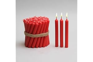 CHURCH SUPPLY 50 Red Christingle Candles 4.5" 100% Natural Baumkerzen Christingle Chime Pyramid Christmas Tree Candles – Smokeless, Dripless, Golden Flame – Household, Dinner Stick, Unscented, Christmas