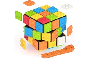 Roxenda Speed Cube 3x3, Creative Building Blocks for Fun Magic 3D Fast Cube Brain Teaser for Kid & Adult Playing(Black)
