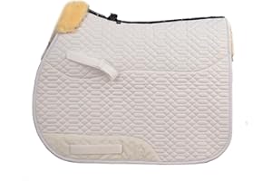 Engel Reitsport | SCHABRA1-VSS-WEI-MED | Schabracke | Steppstoff | Lammfell im Sattelbereich | Half Lined | Fellkranz vorne | Vielseitigkeit | Stoff weiß Fell med.