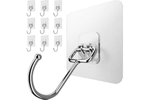 Menz Klebehaken extra-stark - 10er-Set selbstklebende Haken transparent mit je 15 kg Tragkraft, 180° drehbare Kleiderhaken selbstklebend, Wandhaken selbstklebend für Küche, Bad, Deko