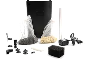 Amtra Filtering Box Black 50 - Filtro per acquario con pompa di ricircolo a 230 lt/h, 3 scomparti, materiali filtranti professionali - 18 X 7 CM