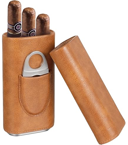 Garosa Portable Leather Case For Travel Cedar Cigarettes Wood Lined