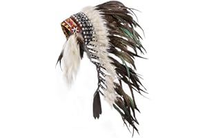 Pink Pineapple Tocado Hecho a Mano Inspirado en los Nativos Americanos: Equipo de Plumas Genuino de Adultos - Longitud Mediana - Negro y Blanco