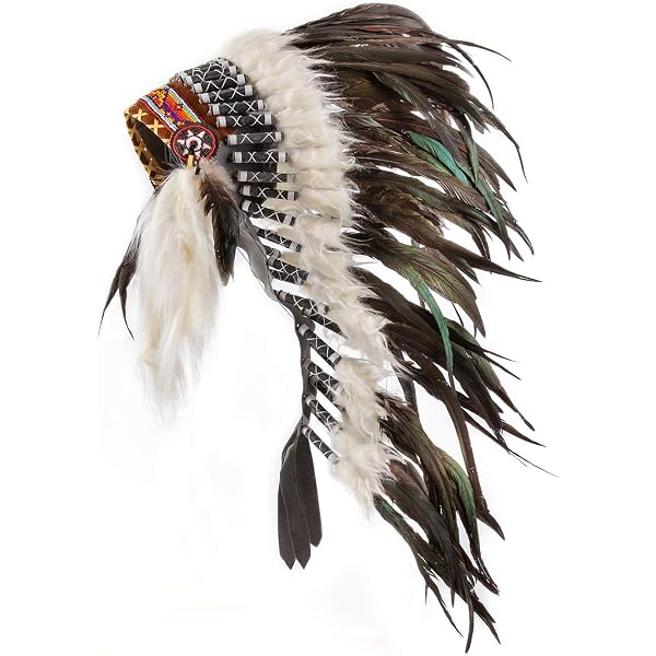 Copricapo Con Piume Turchesi Per Bambini 5-8 Anni, Circonferenza 53,34 Cm, Fatto A Mano