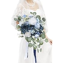 Ling's Moment Bouquet Da Sposa Blu Navy 33 Cm – Fiori Artificiali Di Lusso In Schiuma Lattice – Perfetto Per Matrimonio, Anniversario E Foto - 4