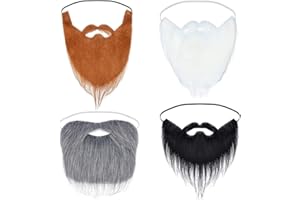 VYZUTR 4 Pezzi Barbe Finte Baffi Finti False Baffi Divertenti Finti Funny Moustache per Halloween Gioco Costume Festival Vestire Viso Capelli Travestimento