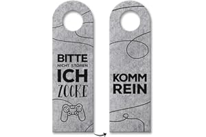 TRENDAFFE Nicht stören, ich zocke oder Komm rein Türhänger in Grau mit Zocker Motiv gaming