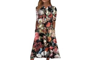 NNGOTD Robe Legere Femme été Fluide Col V Robe Tunique Chic Et Elegant Fête Cocktail Mini Shirt Robe sans Manches Imprimé Floral Bohème Grande Taille Pas Cher Mini Jupe De Plage Robe en Jeans