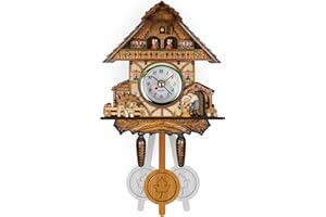 Ruspela Kuckucksuhr Holz Kuckucksuhr mit Pendel Wanduhr Dekoration für Zuhause Cafe Restaurant Hotel