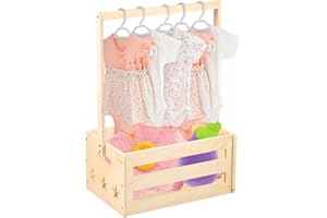 MTFUN Wooden Baby Shower Crate Closet Baby Shower Basket with Handle Baby Storage Crate Hamper Baby Clothes Rack New Born Baby Gift Basket Pregnancy Gift for New Parent (1 Rack)