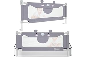 Kidsgigglz Rausfallschutz Bett, 180cm Bett Rausfallschutz Kinder, Bettgitter Bettschutzgitter Kinderbettgitter Babybettgitter Rausfallschutz, Höhenverstellbar Kinderbettgitter für Reisen,1PCS(Bär)