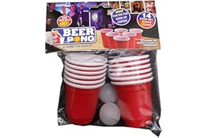 BEERPONG Ultimate 18+ Party Essential Mini Beer Pong Set (1 Set) - 12 60ml Red Cups & 2 White Balls - Perfect for Adult Parties