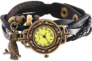 JewelryWe Orologio a Quarzo Bracciale in Pelle da Donna Ciondolo a Forma di Foglie