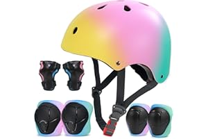 LANOVAGEAR Set de Protección Infantil 7 en 1 - Casco Ajustable + Rodilleras, Coderas y Muñequeras para Niños y Niñas | para Skate, Patinaje, Ciclismo y Monopatín