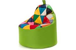 Ecopuf - Poltrona Pouf Yoko Patchwork - Pouf per la cameretta dei bambini - Borsa in tessuto robusto - Sedia da salotto - Arredamento - Poltrona misura XL - 70x75 cm - Verde oliva Nc1