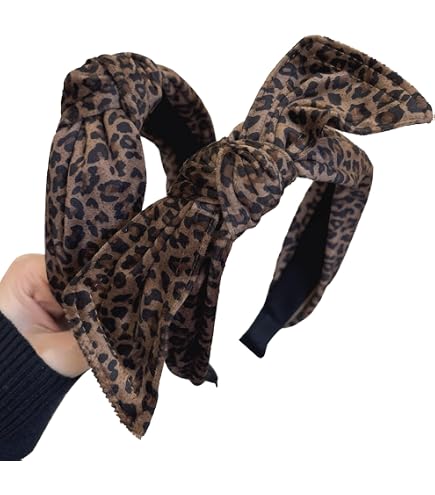 Fascia Elastica Per Capelli In Seta Grand Formato – Stampa Leopardata Vintage – Accessorio Donna E Ragazza, Colori Giallo, Curry, Verde, Nero - 2