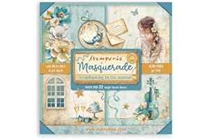 Stamperia - Scrapbook Paper Pad for Scrapbooking, Albums, Card Making, Bullet Journalling and More, Acid Free, Single Face, Perfect for Hobbies, Crafts, and Gifting (Masquerade) (20.3 x 20.3cm)